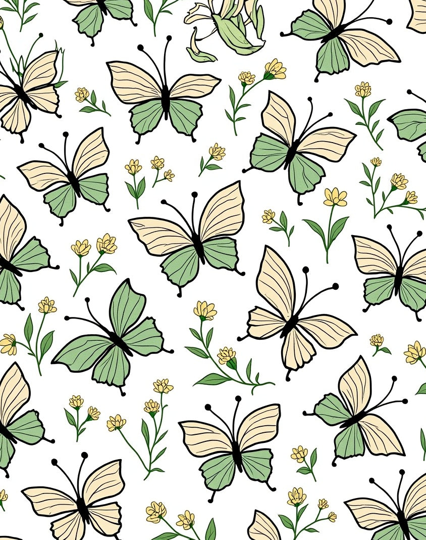 Pastel Butterfly Garden Pattern Rug