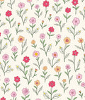 Drawn Floral Pattern With Pink Yellow Rug