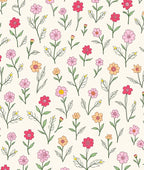 Drawn Floral Pattern With Pink Yellow Rug