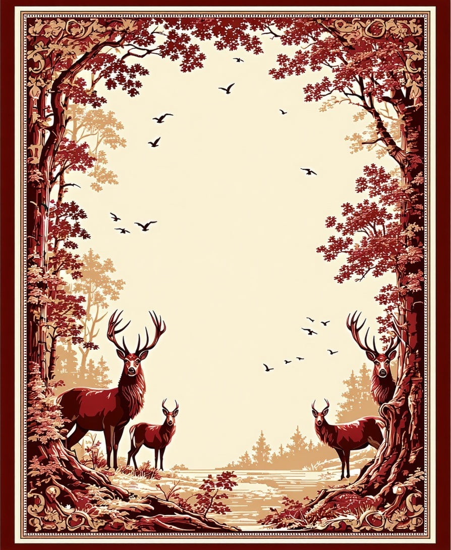 Majestic Deer Forest Scene Rug