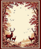 Majestic Deer Forest Scene Rug