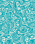 Turquoise Abstract Organic Shapes Rug