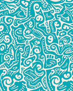Turquoise Abstract Organic Shapes Rug
