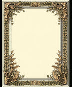 Antique Leaf Scroll Ornate Border Rug
