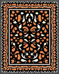 Bold Black Orange Floral Frame Rug
