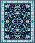 Intricate Floral Navy Teal Design Rug