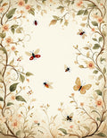 Floral Botanical Insect Garden Design Rug