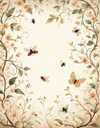 Floral Botanical Insect Garden Design Rug
