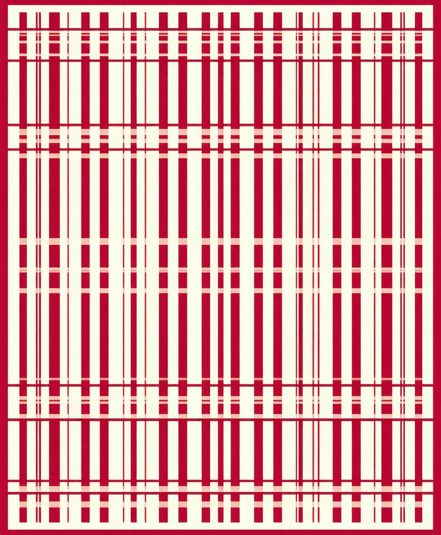 Classic Red Stripe Geometric Rug