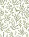 Delicate Green Leaf Botanical Pattern Rug