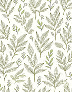 Delicate Green Leaf Botanical Pattern Rug