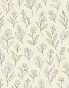 Delicate Floral Outline Pattern Rug