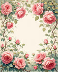 Romantic Pink Roses Floral Vine Design Rug