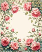 Romantic Pink Roses Floral Vine Design Rug