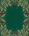 Emerald Green Holly Berry Garland Rug