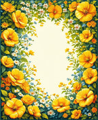 Vibrant Yellow Floral Garden Design Rug