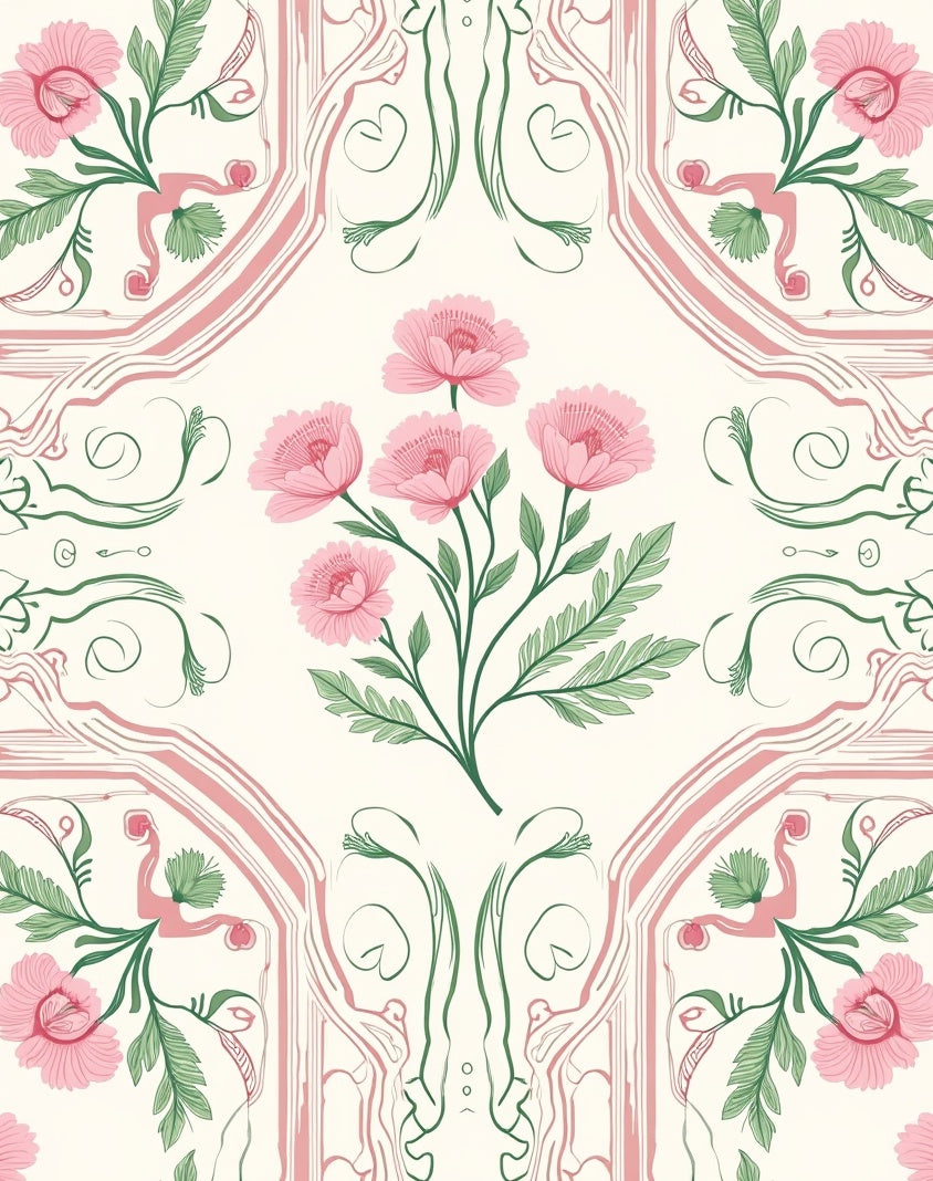 Whimsical Floral Swirls Pattern Rug