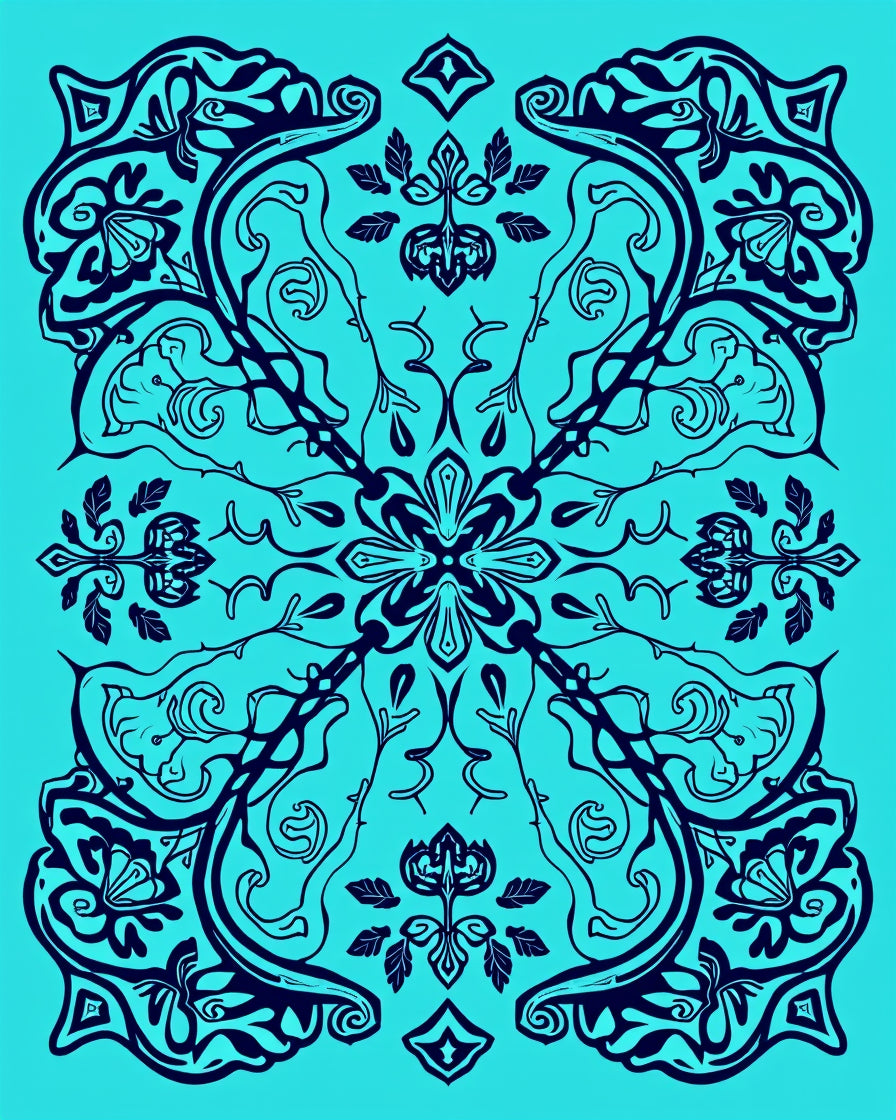 Art Nouveau Floral Symmetry Design Rug