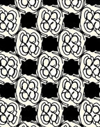 Abstract Floral Black Cream Pattern Rug