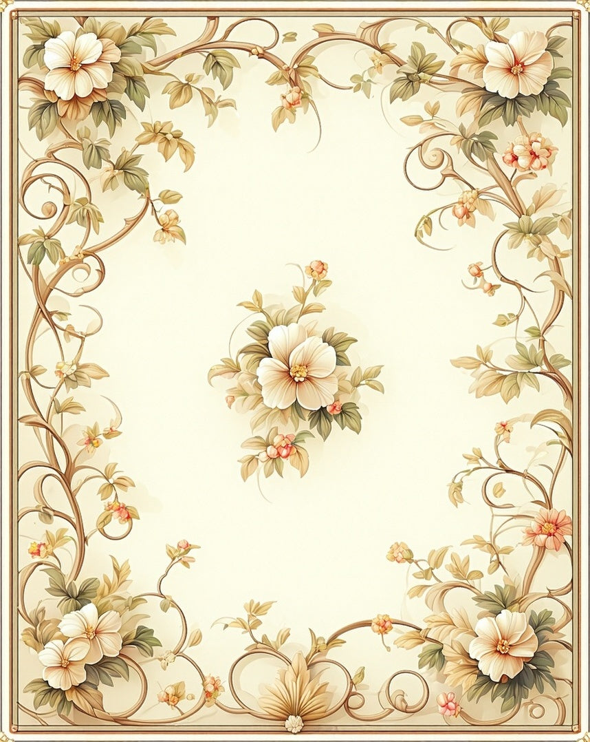 Vintage Floral Garden Vine Pattern Rug