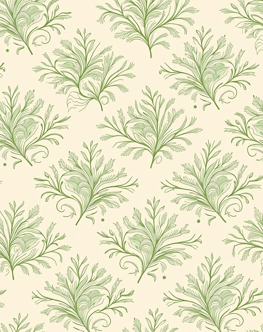 Green Botanical Flourish Pattern Rug