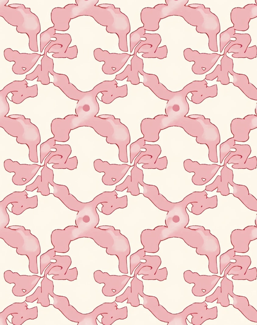 Soft Pink Organic Art Nouveau Pattern Rug
