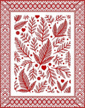 Crimson Heart Leaf Border Rug