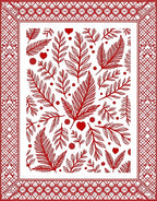Crimson Heart Leaf Border Rug