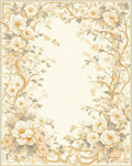 Cream Floral Branches Vintage Pattern Rug