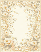 Cream Floral Branches Vintage Pattern Rug