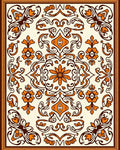 Orange Floral Scrollwork Symmetry Rug
