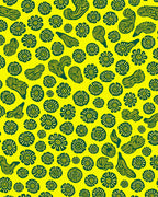 Bold Floral Shapes Yellow Green Rug