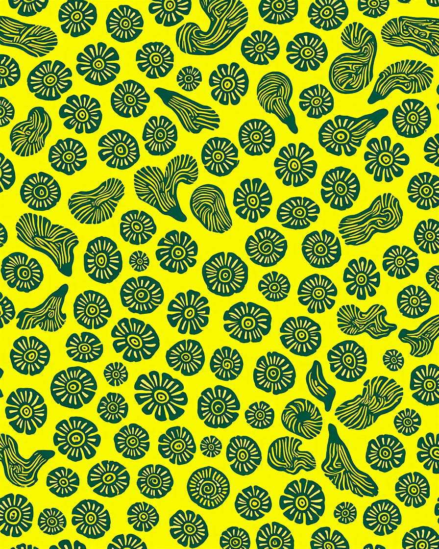 Bold Floral Shapes Yellow Green Rug