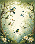 Whimsical Bird Floral Woodland Design Rug