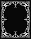 Ornate White Floral Scrollwork Border Rug