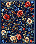 Exotic Floral Vines Deep Blue Rug