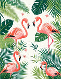Tropical Flamingo Bird Leaf Pattern Rug