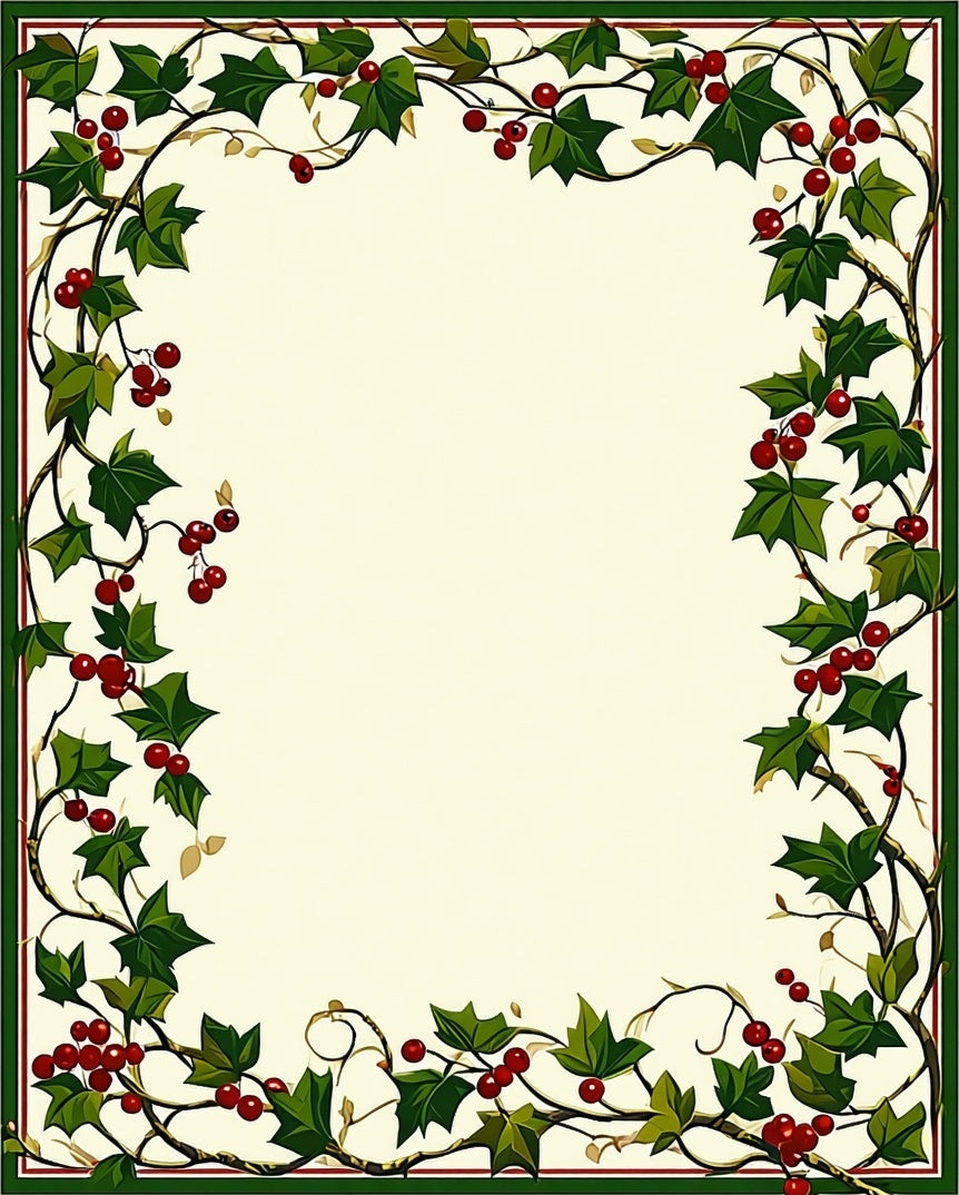 Holly Berry Vine Border Design Rug