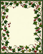 Holly Berry Vine Border Design Rug