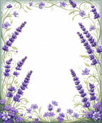 Purple Lavender Floral Vine Border Rug