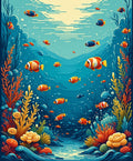 Vibrant Coral Reef Fish Scene Rug