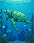 Ocean Turtle Coral Reef Pattern Rug