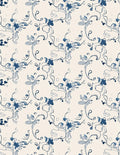 Delicate Blue Floral Swirl Pattern Rug