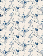 Delicate Blue Floral Swirl Pattern Rug