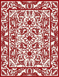 Ornate Red Floral Border Design Rug