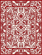 Ornate Red Floral Border Design Rug
