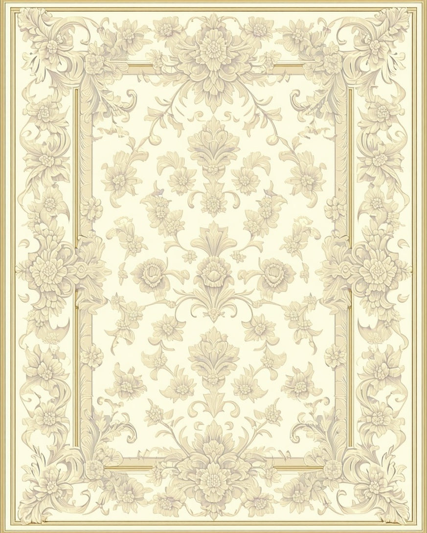 Elegant Floral Cream Detailed Rug