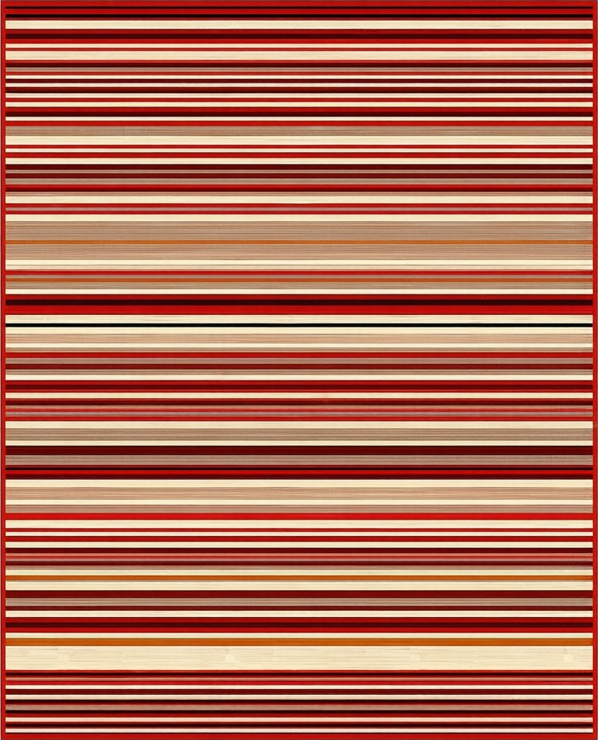 Warm Red Striped Pattern Design Rug