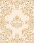 Cream Golden Floral Scrollwork Design Rug
