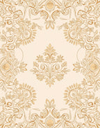 Cream Golden Floral Scrollwork Design Rug